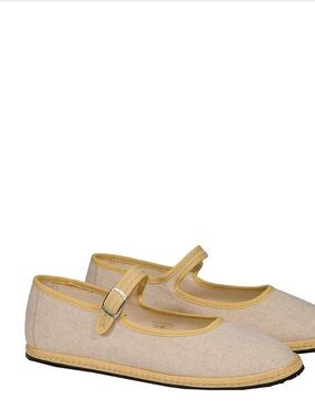 Vibi Venezia Mary Jane Linen Espadrilles in Beige